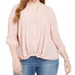 Camisa feminina plus size com frente torcida INC International Concepts, rosa, tamanho 3X
