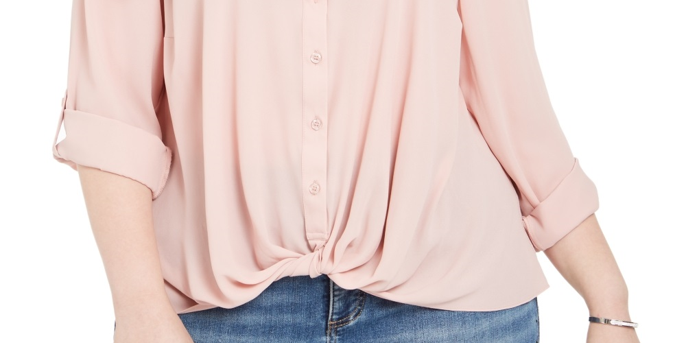 Camisa feminina plus size com frente torcida INC International Concepts, rosa, tamanho 3X
