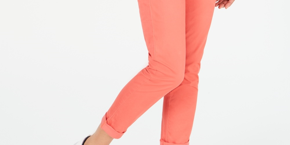 Calça reta feminina Tommy Hilfiger Hampton, laranja, tamanho 6