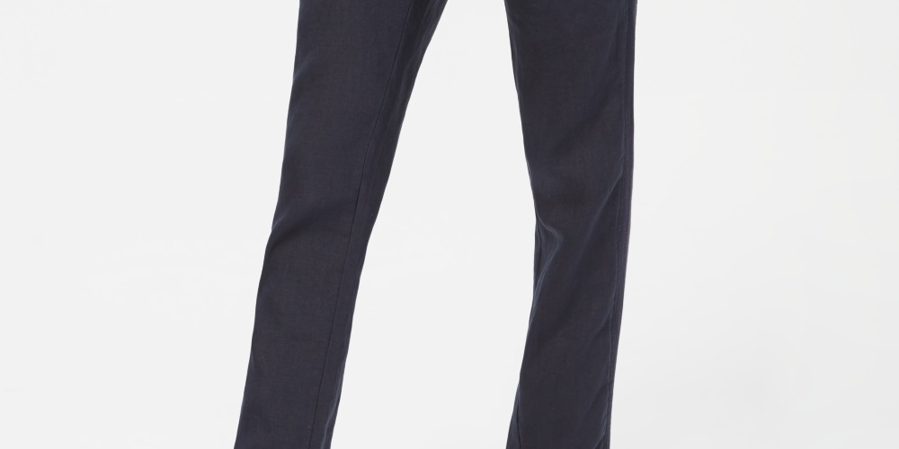 Calça jogger feminina Tommy Hilfiger de linho azul, tamanho 8