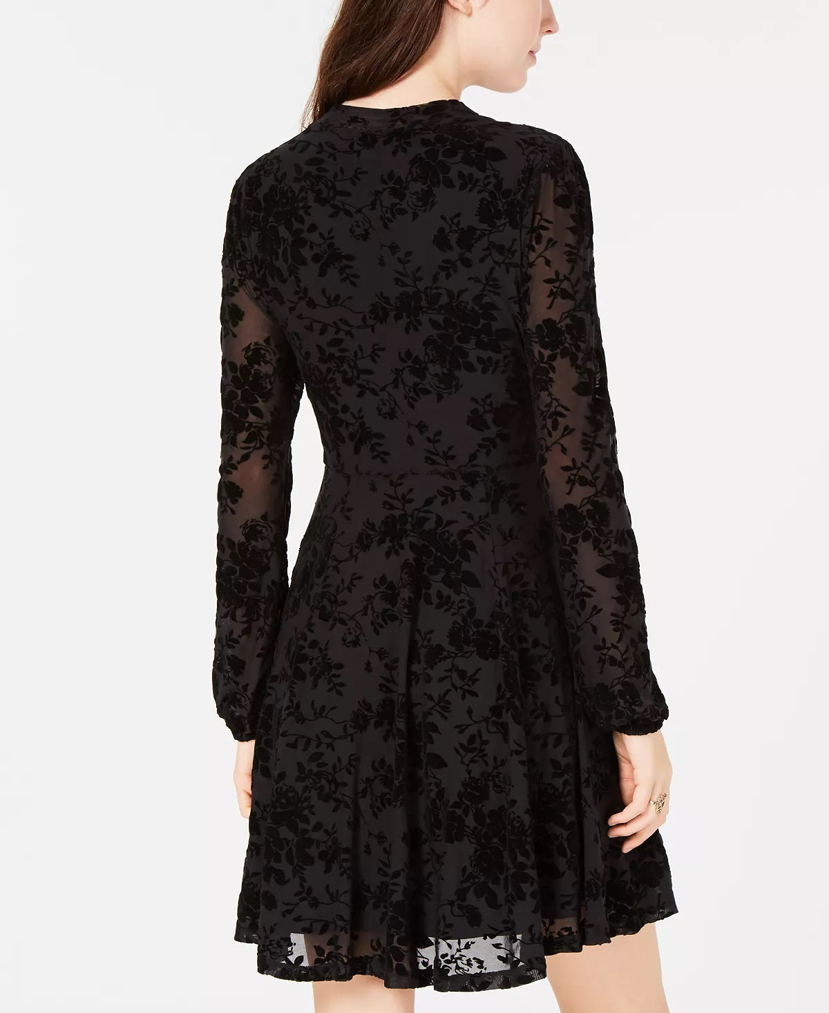Vestido American Rag Junior's Burnout Velvet Fit &amp; Flare Preto Tamanho Grande