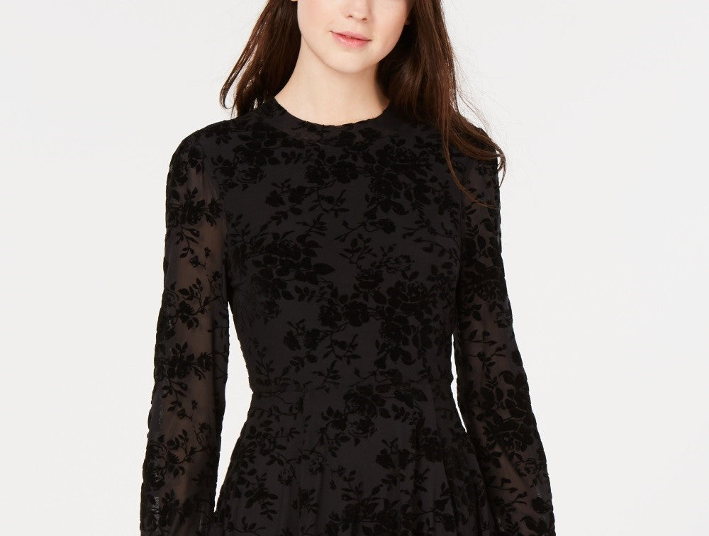 Vestido American Rag Junior's Burnout Velvet Fit &amp; Flare Preto Tamanho Grande
