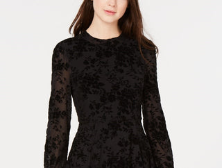 Vestido American Rag Junior's Burnout Velvet Fit &amp; Flare Preto Tamanho Grande