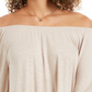 Blusa feminina estilo &amp; co, ombro de fora, manga sino, bege, tamanho grande