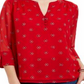 Blusa feminina Charter Club estampada com manga dividida, vermelha, tamanho P