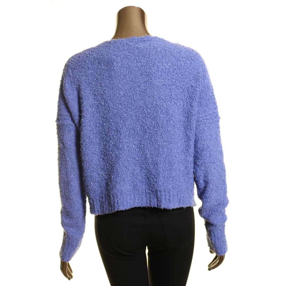 Suéter feminino Free People Finder Keepers com decote em V, roxo, tamanho extrapequeno