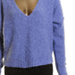 Suéter feminino Free People Finder Keepers com decote em V, roxo, tamanho extrapequeno