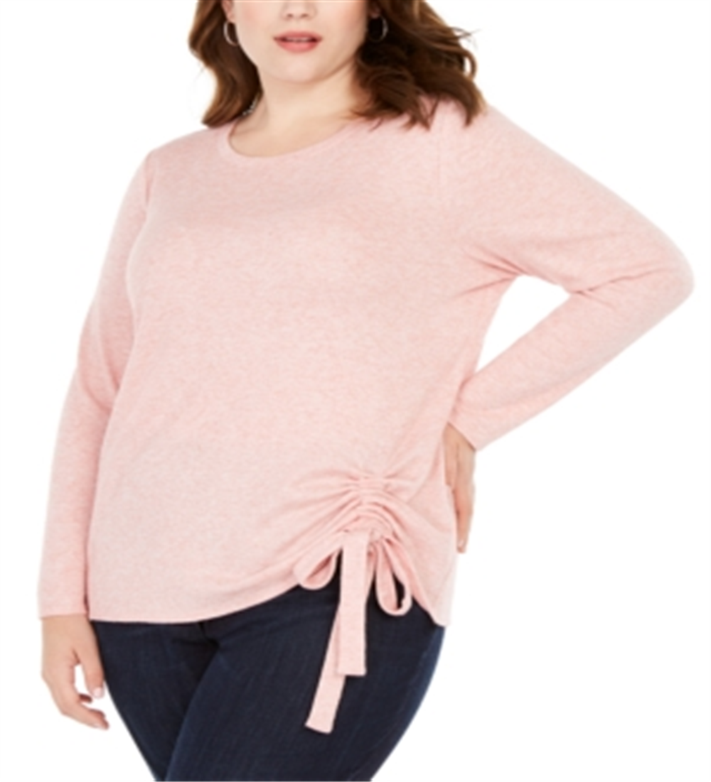 Blusa feminina plus size com cordão e franzido INC International Concepts, rosa, tamanho 1X