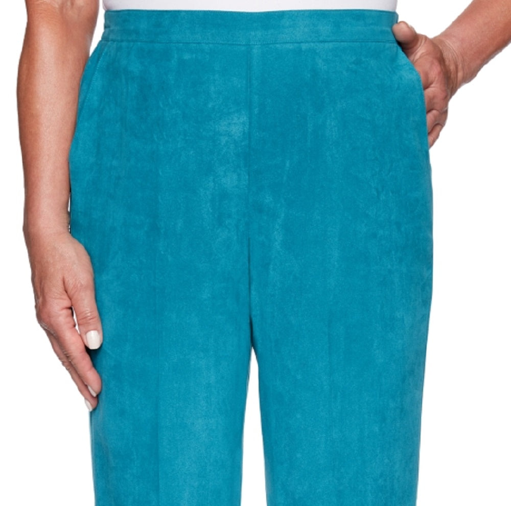 Calça feminina Alfred Dunner Petite Walnut Grove de camurça sintética azul brilhante 10P