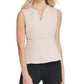 Blusa peplum com decote em V feminina DKNY, bege, tamanho grande