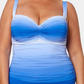 Maiô feminino Bleu By Rod Beattie com decote coração franzido e aro, tamanho 20W, azul