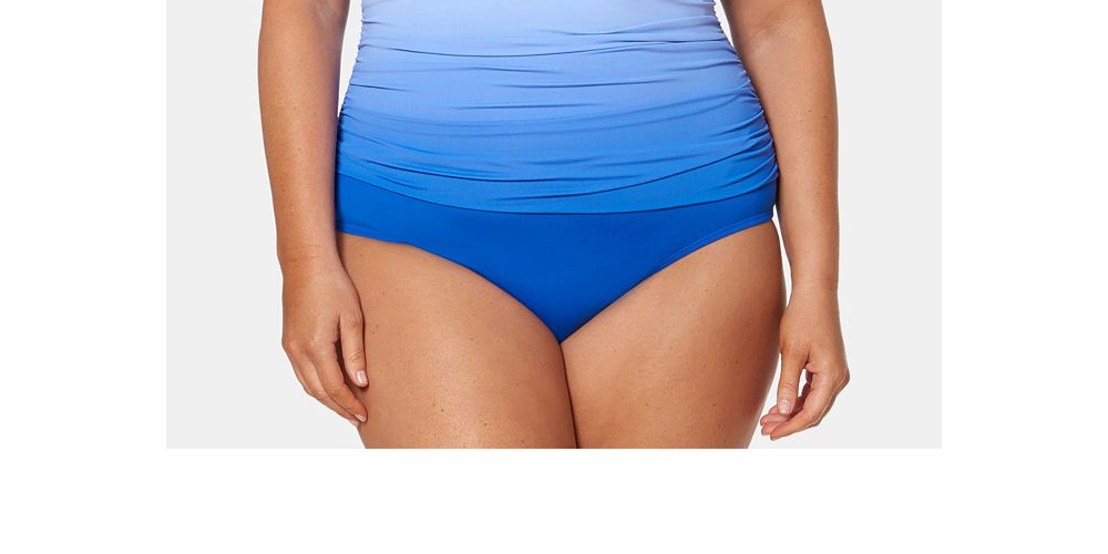 Maiô feminino Bleu By Rod Beattie com decote coração franzido e aro, tamanho 20W, azul