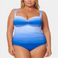 Maiô feminino Bleu By Rod Beattie com decote coração franzido e aro, tamanho 20W, azul