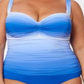 Maiô feminino Bleu By Rod Beattie com decote coração franzido e aro, tamanho 20W, azul