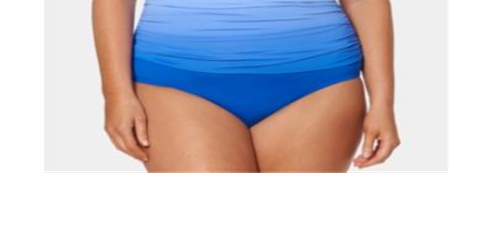 Maiô feminino Bleu By Rod Beattie com decote coração franzido e aro, tamanho 20W, azul