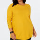 Suéter Alfani Plus Size Feminino com Detalhe de Botão e Canelado Amarelo Tamanho 3X