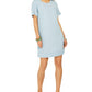 Vestido camiseta jeans com franjas estilo &amp; co feminino azul tamanho pequeno