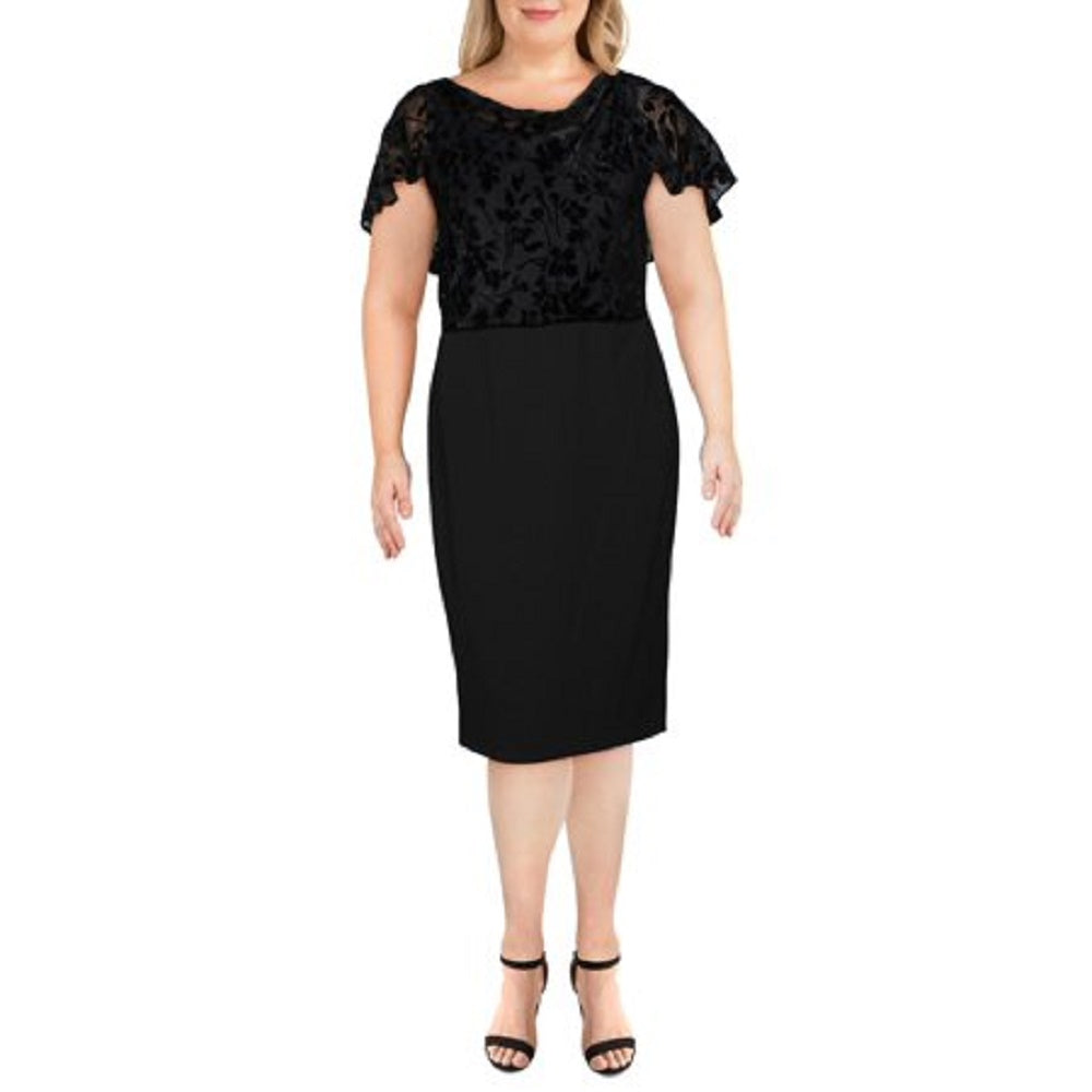 Vestido de coquetel floral metálico Dalen feminino Ralph Lauren, preto, tamanho 10
