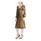 Vestido envelope Ralph Lauren feminino dourado, manga longa, comprimento chá, tamanho 16