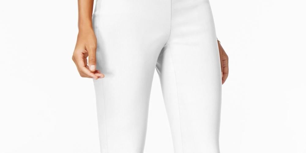 Calça skinny Alfani feminina com controle de barriga, comprimento regular, curta e longa, branca, tamanho 12