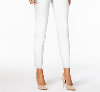 Calça skinny Alfani feminina com controle de barriga, comprimento regular, curta e longa, branca, tamanho 12