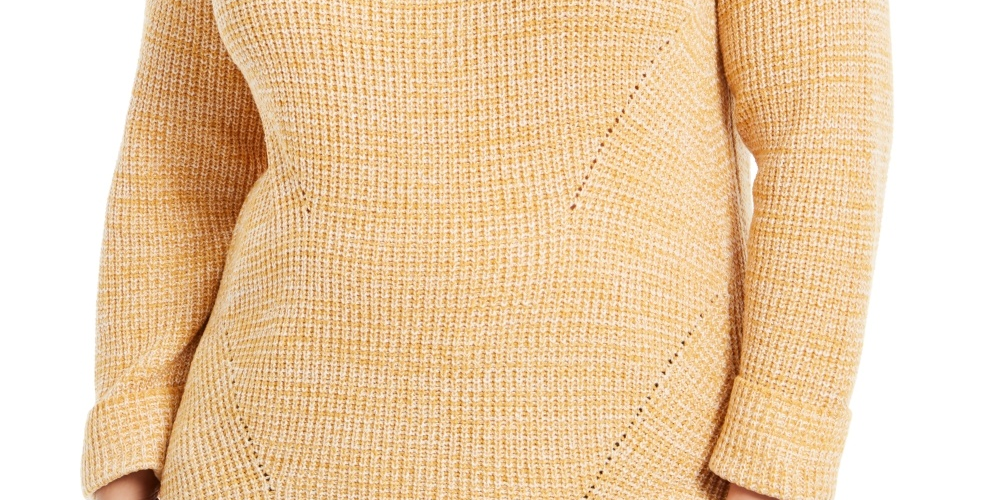 Suéter feminino com acabamento em ponta estilo &amp; co, dourado, tamanho 0X