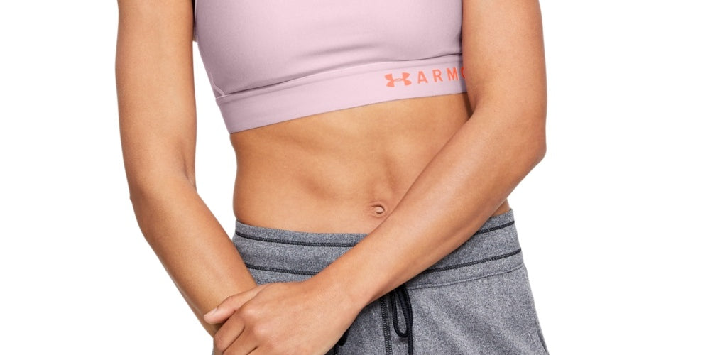 Sutiã esportivo de corrida Under Armour Mid Impact feminino, rosa, tamanho pequeno