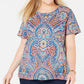 Camiseta feminina plus size com estampa paisley Tommy Hilfiger vermelha tamanho 2X