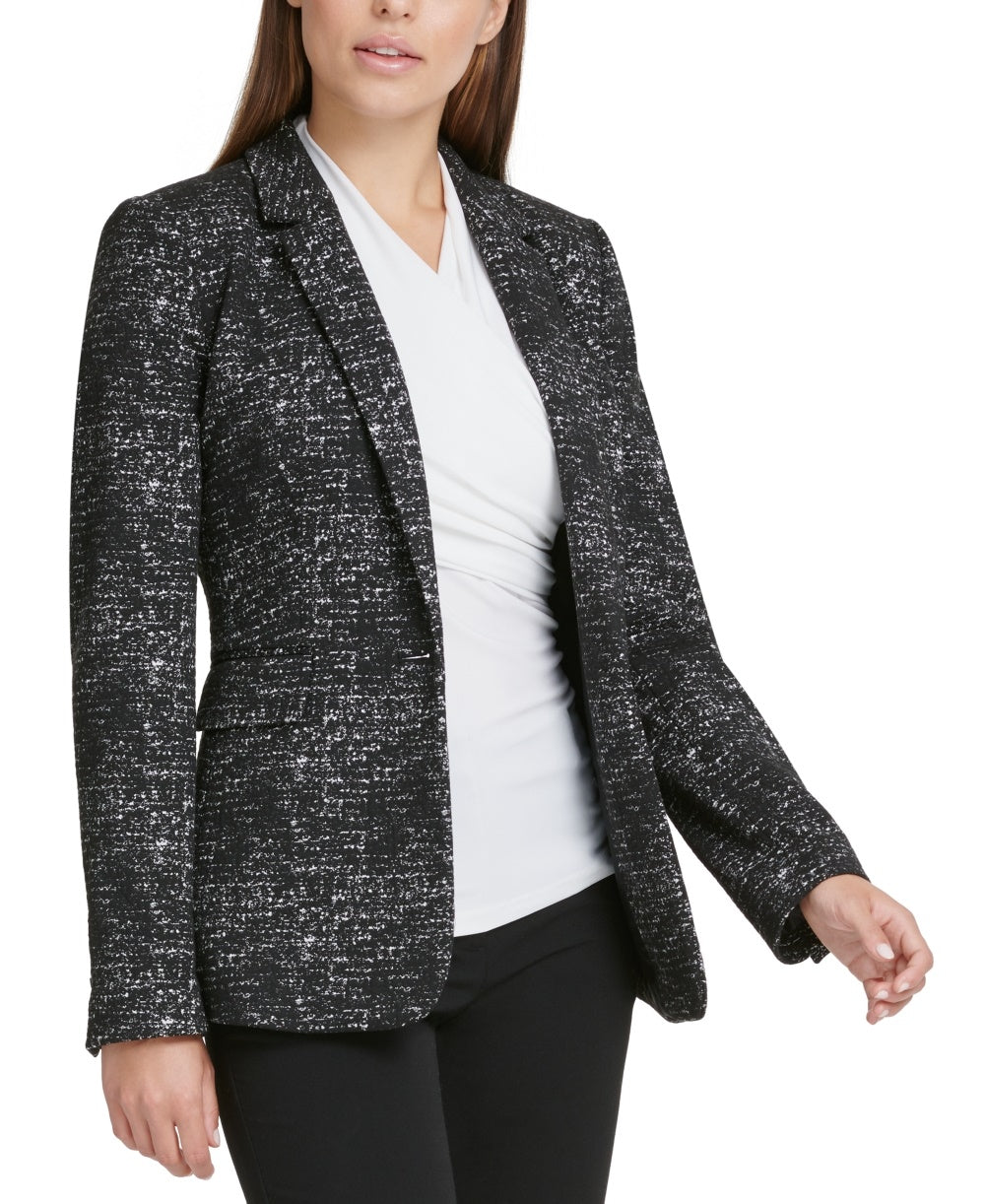 Blazer DKNY Feminino Marled com Botão Único Cinza Tamanho 0
