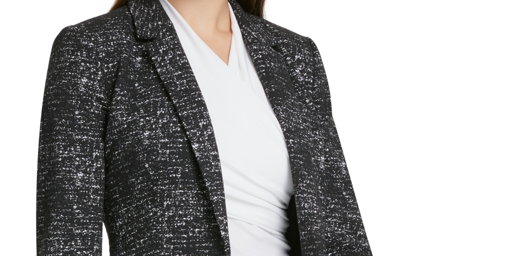 Blazer DKNY Feminino Marled com Botão Único Cinza Tamanho 0