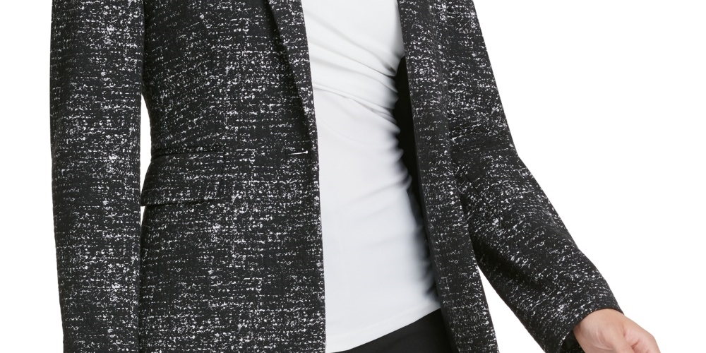 Blazer DKNY Feminino Marled com Botão Único Cinza Tamanho 0