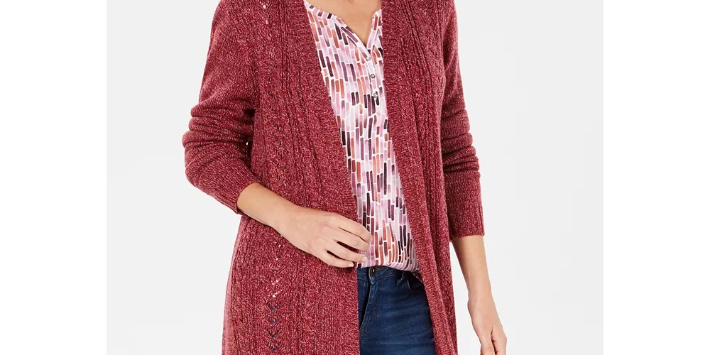 Karen Scott Turbo Duster Cardigan Azul Tamanho X-G