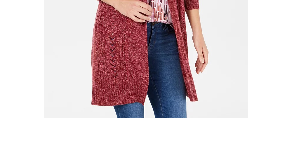 Karen Scott Turbo Duster Cardigan Azul Tamanho X-G