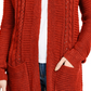 Cardigan longo com ilhós Pink Rose Juniors, tamanho médio, vermelho