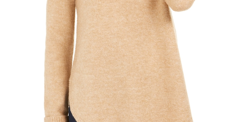 Suéter feminino com gola alta estilo &amp; co marrom tamanho PP