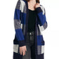Cardigan feminino Lucky Brand com estampa xadrez e mistura de lã, azul, tamanho XS