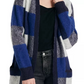 Cardigan feminino Lucky Brand com estampa xadrez e mistura de lã, azul, tamanho XS