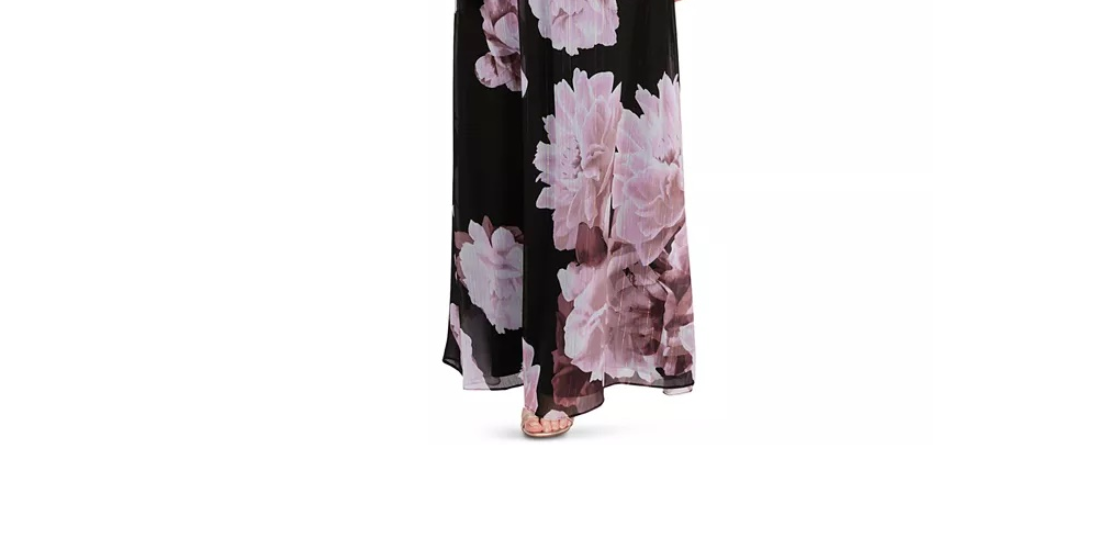 Vestido formal feminino Slny, preto, com cinto, strass, floral, sem mangas, estilo halter, maxi fit + flare, tamanho 16, médio, vermelho, tamanho 16