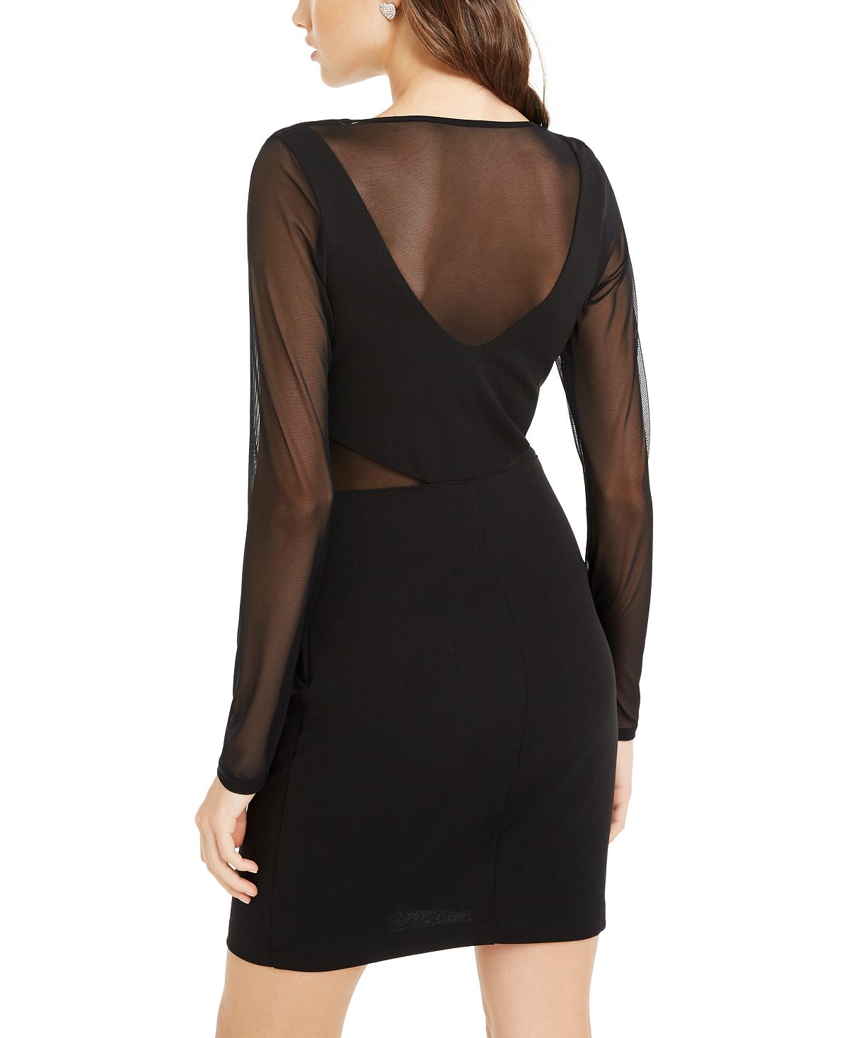 Vestido de festa curto e manga comprida Teeze Me feminino, preto, tamanho 13