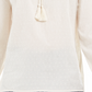 Blusa de algodão com decote smock bordado Petite Style &amp; Co, branca, tamanho PXL