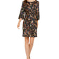 Vestido envelope falso estampado feminino NY Collection, preto, tamanho pequeno, extragrande
