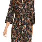 Vestido envelope falso estampado feminino NY Collection, preto, tamanho pequeno, extragrande