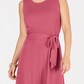 Vestido midi com cinto feminino Charter Club, rosa, tamanho pequeno, extragrande