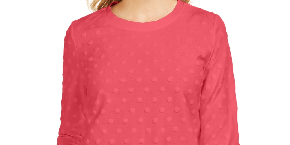 Karen Scott Moletom Feminino Petite Textured Dot Laranja Tamanho P