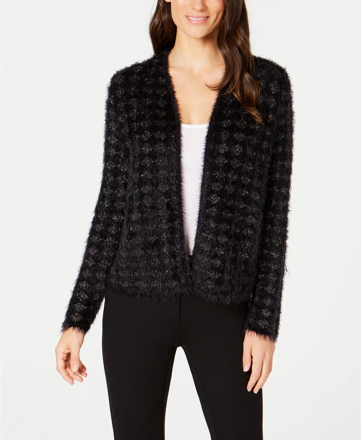 Cardigan Feminino Alfani Eyelash Preto Tamanho Pequeno