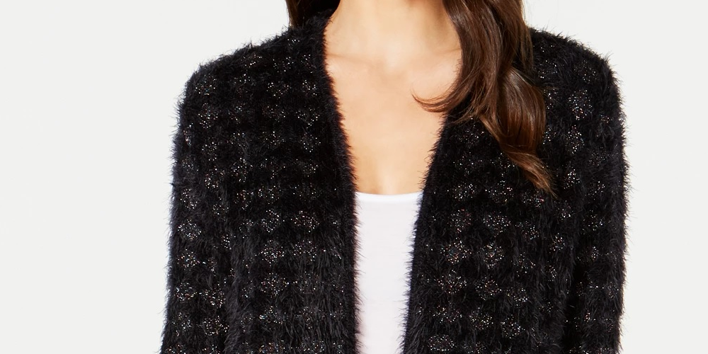 Cardigan Feminino Alfani Eyelash Preto Tamanho Pequeno