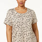 JM Collection Top estampado plus size feminino bege tamanho 0X