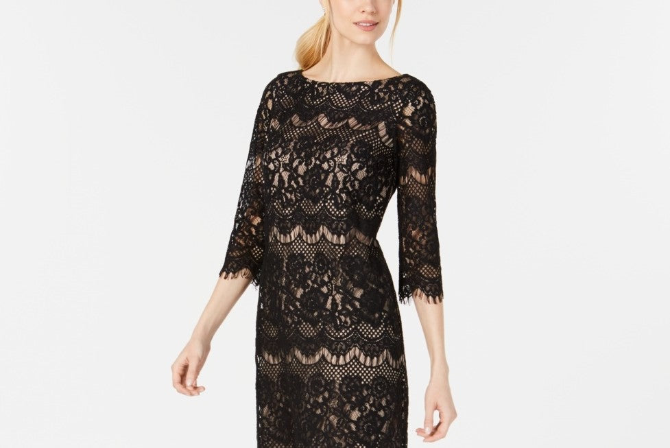 Vestido feminino Jessica Howard Petite com renda recortada, cinza, tamanho 14 Petite