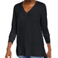 Suéter feminino Maison Jules com decote em V, preto, tamanho médio