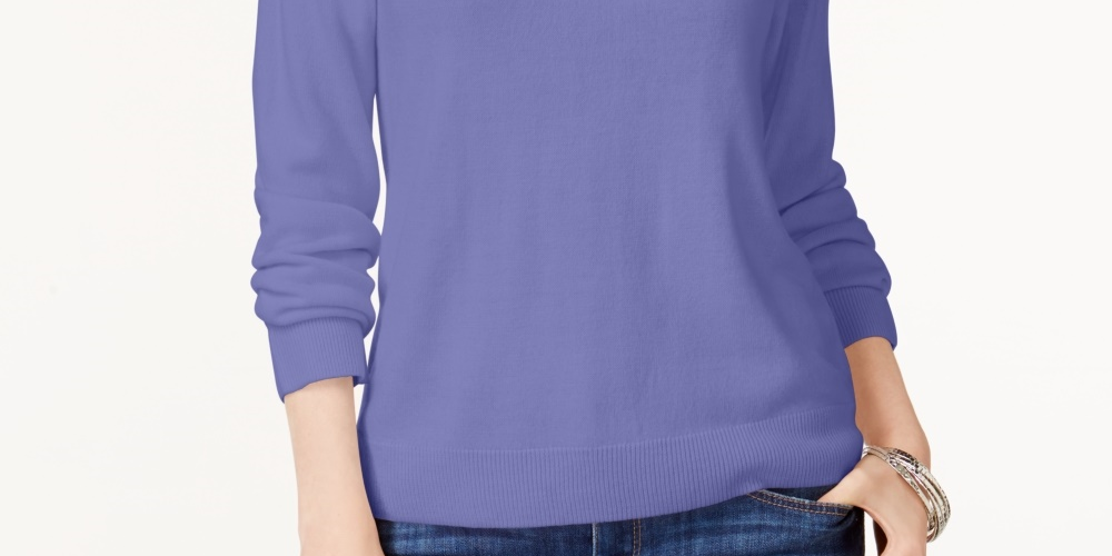 Karen Scott Suéter Feminino com Zíper nas Costas e Gola Redonda Roxo Tamanho Médio